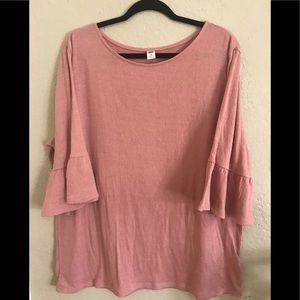 Old Navy rose colored ruffled bell sleeve top